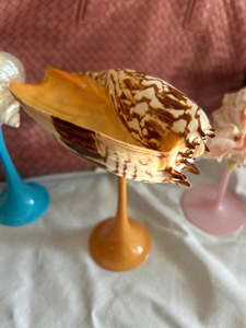 Verre à cocktail vintage en forme de coquillage avec long pied, en plastique fait main, vaisselle décorative pour cocktails, décoration de la maison - Product Image 3