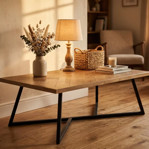 Table basse moderne en bois massif Nopelo, design minimaliste, finition naturelle, pour salon, hôtel et villa - Product Image 4