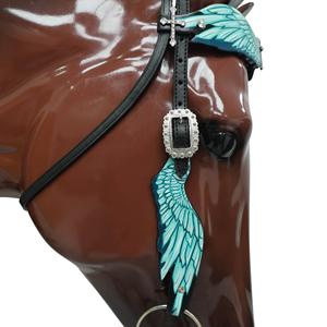 Ensemble d'équipement équestre authentique en cuir occidental, magnifique têtière et peitoral à motifs floraux, travaillés à la main pour la course et l'équitation. - Product Image 4