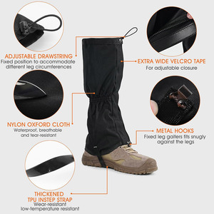 Polainas de Nylon Ajustables e Impermeables al por Mayor |   Fundas Duraderas para Botas de Nieve |   Equipo de Senderismo, Caza y Trekking al Aire Libre - Product Image 4