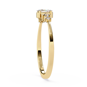 Anillo de Diamantes con Corte Marquesa para Mujer con Piedras Laterales Redondas en Oro Amarillo de 14k, Estilo Clásico de Compromiso - Product Image 4
