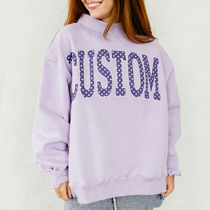 Custom Women's Autumn Casual Long Sleeve Stand Collar Plaid Polyester/Cotton Fleece Blouse Breathable Fabric <b>Zipper</b> Closure OEM - Product Image 1