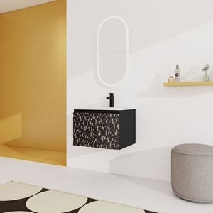 Mobile bagno sospeso da 24 pollici con lavabo in ceramica e anta con chiusura ammortizzata, kit di montaggio (KD) - Product Image 2