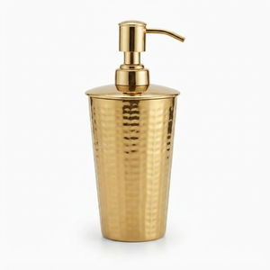 Distributeur de savon en céramique bicolore argent et or martelé, moderne, électroplaqué, avec pompe pour liquide vaisselle, idéal pour hôtel, maison, salle de bain - Product Image 2