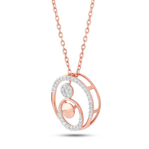 Bracelet asymétrique en forme de croissant de lune et de cercle avec chaîne en diamant - Product Image 3