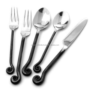 Silver Dark Swirl Twig Handle Cutlery Set Stainless Steel <b>Spoon</b> Fork Knife Tableware Wholesale Custom Dining Home Kitchen Decors - Product Image 1