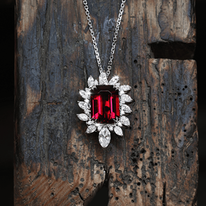 เครื่องประดับอัญมณีชั้นดี ทองคำบริสุทธิ์ 18k พลอยรูเบลไลต์ทัวร์มาลีน ประดับเพชรธรรมชาติทรงต่างๆ ล้อมรอบจี้เสน่ห์หรูหรา สร้อยคอจี้ - Product Image 5