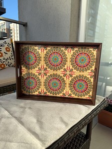 Bandeja Rectangular de Madera Maciza Pulida, Ecológica, Duradera y de Lujo, Hecha a Mano, con Asas, para Mesa de Centro, Fiestas, Bodas, Cumpleaños - Product Image 1