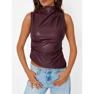 Ensemble corset personnalisé à col montant pour femme, débardeurs en cuir courts, collection automne, taille Queen - Product Image 4