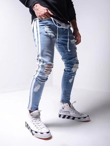 Jeans de Pierna Recta para Hombre con Logotipo Personalizado, Pantalones de Mezclilla de Marca, Lavado Claro, Cintura Media, Casuales, Transpirables, de Algodón, Calidad Premium, para Verano - Product Image 3