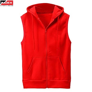 Chaleco Deportivo Sin Mangas con Capucha para Hombre, Color Rojo, Felpa Francesa, Corte Regular, para Otoño - Product Image 1