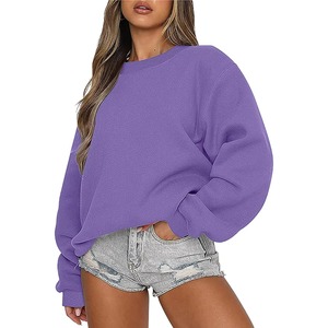 Sudadera Casual de Mujer Oversize con Cuello Redondo y Forro Polar, Color Liso, Hombro Caído, Manga Larga, Tejido de Algodón, para Otoño - Product Image 6