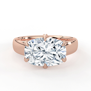 Ensemble de mariage en or jaune 14K 18K avec diamant de laboratoire taille ovale, bague solitaire entrelacée et alliance assortie micro-pavée Chevron V - Product Image 2