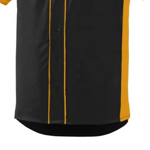 Camiseta de Béisbol Unisex Negra y Amarilla de Manga Corta con Botones al Frente, Absorbente de Humedad, Poliéster, Corte Regular, Ropa Deportiva para Adultos 3D - Product Image 3