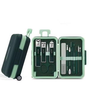 Portable Stainless Steel Manicure Kit With <b>Nail</b> Clipper <b>Set</b> In Green Case For Travel Use - Product Image 2