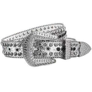 <b>Red</b> Rhinestone Embellished Casual <b>Belt</b> Silver Pin Buckle Party Style Solid Pattern - Product Image 4