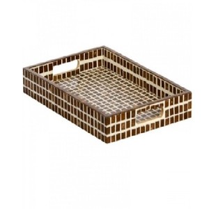 Elegant Bone Inlay Serving Tray Art Deco Design Handcrafted Wedding Birthday Diwali Decorative <b>Microwave</b> Safe Lightweight - Product Image 6