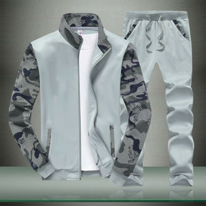 Ensemble de survêtement camouflage pour homme avec veste zippée et pantalon à cordon de serrage, tenue décontractée pour la course à pied, toutes saisons - Product Image 2