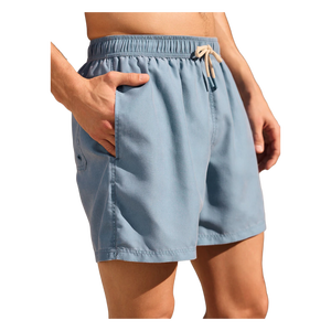 Short de plage uni bleu clair pour homme, taille mi-haute, braguette zippée, respirant, imprimé numérique, logo brodé, jambe gauche en polyester tissé - Product Image 2