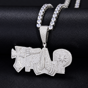 Collar con Colgante de Diamante Cultivado en Laboratorio de Plata 925, Personalizado con Nombre, para Hombre, Estilo Iced Out, Joyería de Lujo - Product Image 1