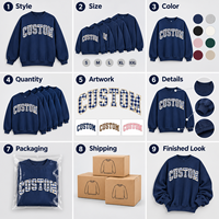 Sweat-shirt en coton épais à épaules tombantes de haute qualité pour la vente en gros, avec broderie personnalisée en patch chenille à carreaux, coupe ample pour femme