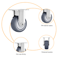 Roulettes industrielles pivotantes en acier inoxydable de 2 pouces (50 mm) avec frein, roulement à billes, pour chariot, personnalisables OEM