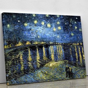 Stampa su Tela o Poster 'Notte Stellata sul Rodano' con Pittura Diamantata - Product Image 2