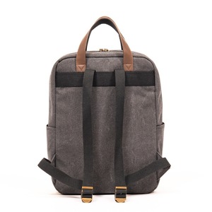 Gray Laptop <b>Backpack</b> GRS Cotton GRS PU Leather Fashion <b>Computer</b> Handbag with Leather LOGO - Product Image 4
