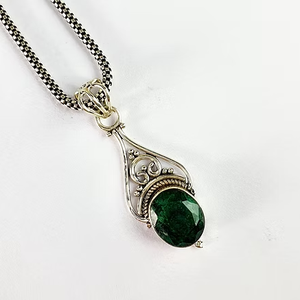 Handmade Emerald Agate Pendant Made with 925 Sterling <b>Silver</b> Made in India Comfortable Wear Any Occasion - Product Image 3