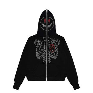 Sweat à capuche zippé violet Mars Attic pour homme, coupe oversize, en polaire, style streetwear, avec logo imprimé en relief sur le devant - Product Image 4