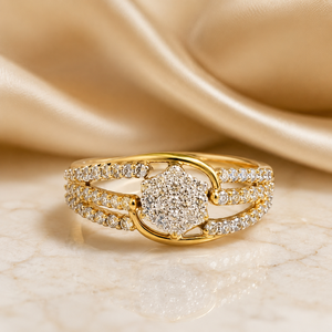 Wholesale 14K Gold Floral Cluster <b>Ring</b> with Multi Row <b>CZ</b> Stones Elegant Women Jewelry for B2B Buyers - Product Image 2