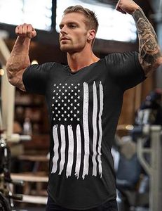 <b>Men's</b> T-Shirt Black T-Shirt <b>Longline</b> T-Shirt With American Flag Print T-Shirt O-Neck T-Shirt Short Sleeve Casual Jersey Fit - Product Image 2