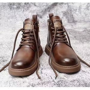 Botas para Hombre, Otoño Invierno, Nueva Colección, Talla Grande, Sin Cordones, Parte Superior de PU, Suela de Goma, Casuales para Exteriores, Costuras Hechas a Mano - Product Image 3