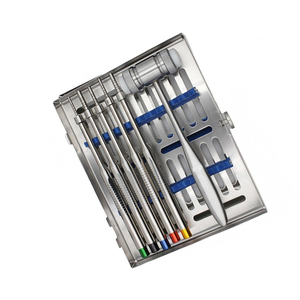 ชุดเครื่องมือผ่าตัดสำหรับการปลูกถ่ายฟันแบบอิมแพลนท์ ประกอบด้วยอุปกรณ์ตัดกระดูก 5 ชิ้น แบบตรง สำหรับยกไซนัสและขยายกระดูก พร้อมค้อนและถาด - Product Image 4