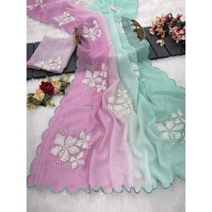 Vestidos de Fiesta de Diseñador, Elegante Sari con Bordado de Lentejuelas - Product Image 4