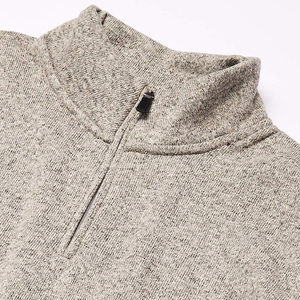 Sweat-shirt polaire uni en polyester/coton pour homme, col montant, fermeture éclair quart de tour, avec impression de logo personnalisée, idéal pour l'hiver - Meilleur prix - Product Image 5