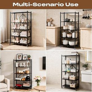 Estante de Almacenamiento Metálico Industrial para Cocina de 5 Niveles con Ruedas para Platos y Tazones, Tipo Vertical, Diseño No Plegable - Product Image 4