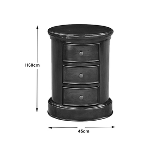 Commode ronde traditionnelle européenne en bois massif Daure, armoire latérale, organisateur de rangement à 3 tiroirs, table de chevet - Product Image 5