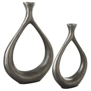 Jarrón de Flores Minimalista de Metal Negro, Decoración Artesanal para Mesa, Diseño Floral Artístico, Decoración Navideña, Uttar Pradesh, ZAHID EXPORTS - Product Image 3