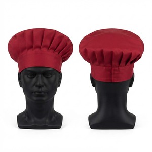 Gorro de Chef Premium de 180 GSM, Impermeable, de Polialgodón, Color Rojo Intenso, Corona Plegada, Banda Ajustable, Logotipo Personalizado Bordado, Unisex - Product Image 1