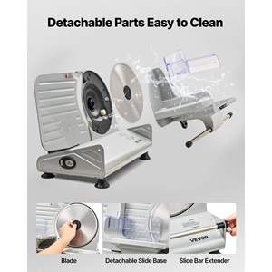 Rebanadora Eléctrica de Alimentos de 8.6 Pulgadas y 200W, Certificación ETL, Dos Cuchillas SUS420, Grosor Ajustable de 0-0.6 Pulgadas para Carne - Product Image 5