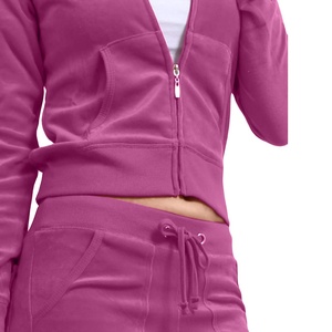 Women's Purple Hooded <b>Tracksuit</b> Set Full Length Casual Joggers Side Pockets Breathable Winter Wear 100% Cotton Anti-Bacterial - Product Image 4