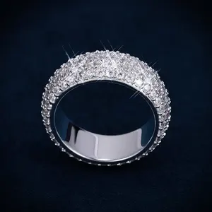 Bague de mariage pour homme en argent sterling 925 massif, sertie de moissanite et de diamants de laboratoire micro-pavés, style hip-hop, de luxe - Product Image 4