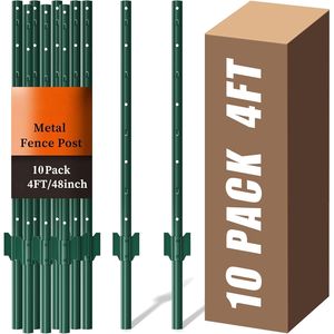 Pali per Recinzione in Metallo da 1,2 m, Confezione da 10, Robusti Pali a T Verdi per Recinzioni da Giardino Esterno - Product Image 1