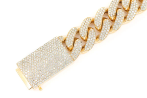 Men's 24K Solid Gold Diamond Chain <b>Bracelet</b> Round Brilliant Cut Micro Insert Luxury Everyday Wear - Product Image 2