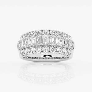 Women's 14K Gold Diamond Eternity Band Ring Channel Setting Baguette Cut Luxury Wedding Jewelry Rhodium Plated - Product Image 3