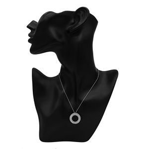Collar con Colgante Circular de Diamantes Naturales Blancos de 0.97 Cttw para Mujer, Plata de Ley 925 con Baño de Rodio, Cadena de 18 Pulgadas, Corte Brillante - Product Image 3