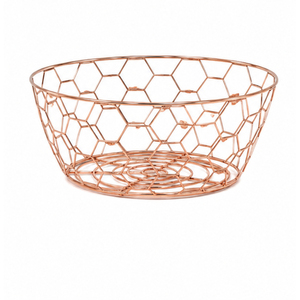 Corbeille à fruits hexagonale en fil métallique doré rose, design géométrique moderne, pour comptoir de cuisine, organisateur décoratif - Product Image 1