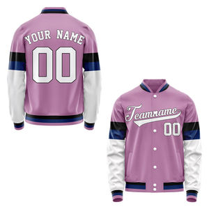 Men's Purple Color Block Baseball Jacket Full Sleeve Zipper Closure Breathable Polyester Regular Fit All Seasons Wear - Product Image 1