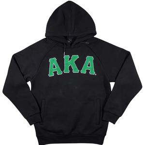 Sudadera con Capucha Negra AKA con Bordado Verde Chenille, Sudadera para Mujer de la Hermandad Griega, Prenda de Moda Informal, Suave y Elegante - Product Image 1